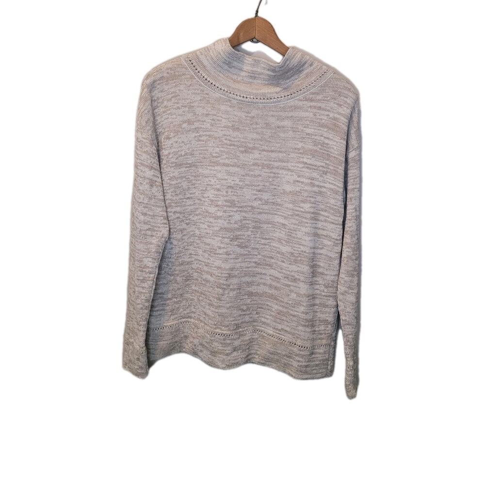 Sol Alpaca Womens Baby Alpaca Mock Neck Marled Long Sleeve Sweater Medium New